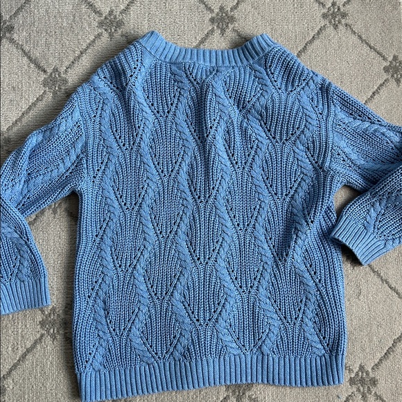 Talbots  Blue Chunky Knit Cardigan Sweater with Gold Buttons - Picture 7 of 7